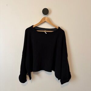 Free People I Can’t Wait Ribbed Knit Sweater Black XS